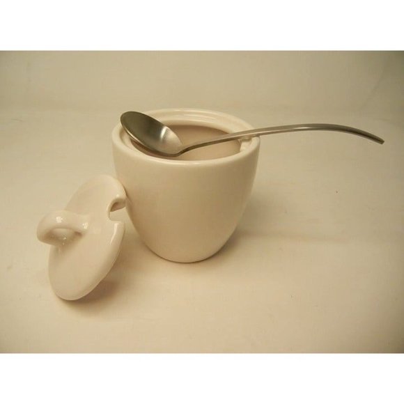 Starbucks Branded covered sugar and creamer & spoon New, white ceramic - Picture 6 of 9